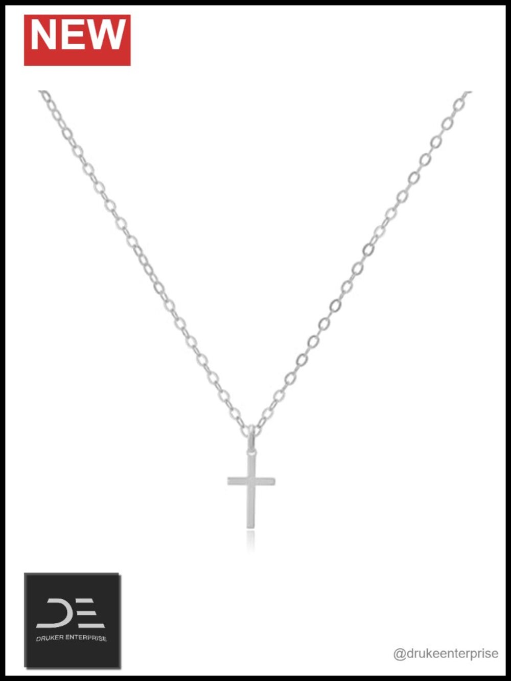 1cm 925 Sterling Silver Cross Pendant Necklace Hypoallergenic Dainty Minimalist